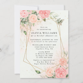 Roos Romantische Waterverf Wedding Pink Floral Inv Kaart
