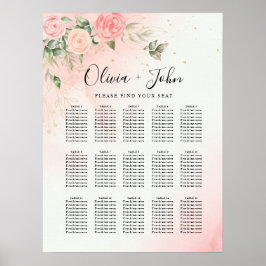Roos Romantische Waterverf Wedding Pink Floral Poster