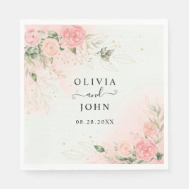 Roos Romantische Waterverf Wedding Pink Floral Servet