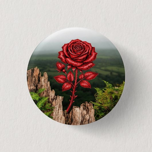 Roos ronde button 3,2 cm (Voorkant)