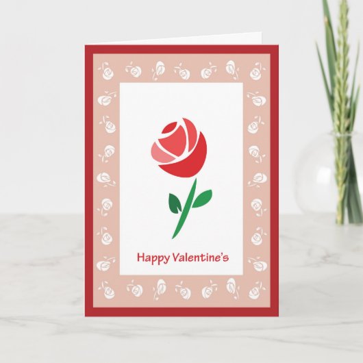 Roos ronde Valentijn Feestdagen Kaart (Voorkant)