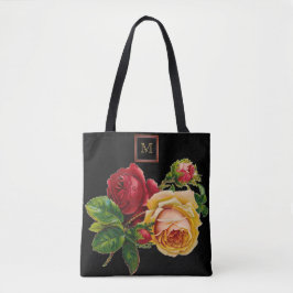  Roos Rood en Cream met monogram Tote Bag