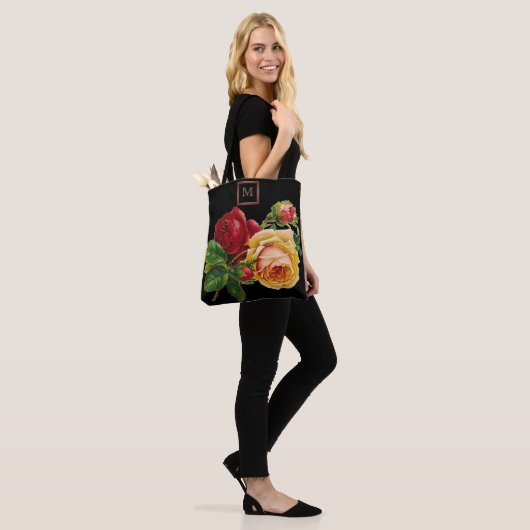  Roos Rood en Cream met monogram Tote Bag (Op model)