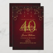 Roos Rood & Goud Glitter Decoratie Verjaardag Kaart (Voorkant / Achterkant)