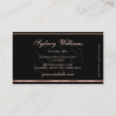 Roos Rood Gouden Glitter Monogram Elegant Zwart Visitekaartje (Achterkant)