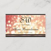 Roos Rood Gouden Glitter Monogram Elegant Zwart Visitekaartje (Voorkant)