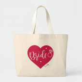 Roos rood hart en script gepersonaliseerde bride grote tote bag (Voorkant)