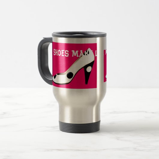 Roos Rood — Hoge Mode schoenen Reisbeker (Voorkant links)