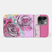 Roos Rood roze Waterverf Rozen Bloemen Telefoon Case-Mate iPhone Case (Achterkant (horizontaal))