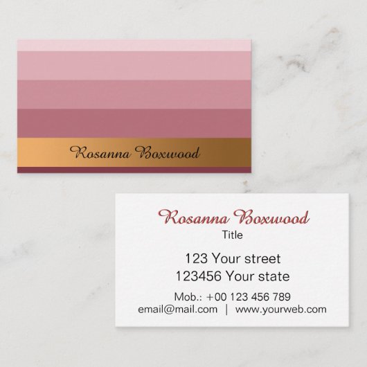 Roos Rood verloop met gouden banner aangepaste tek Visitekaartje (Voorkant / Achterkant)