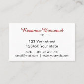 Roos Rood verloop met zilveren banner Aangepaste t Visitekaartje (Achterkant)