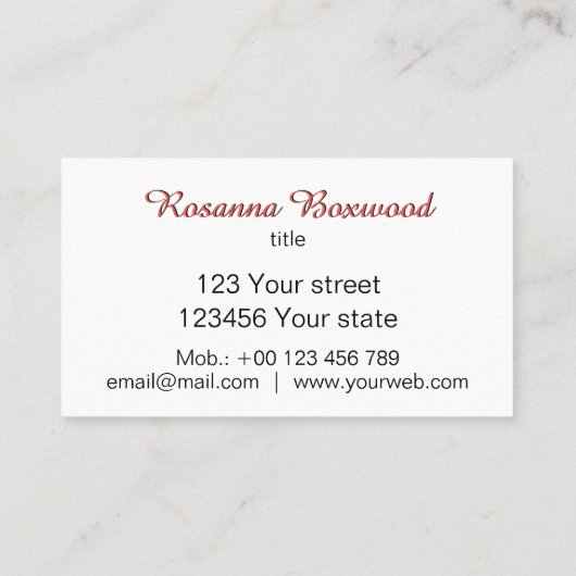 Roos Rood verloop met zilveren banner Aangepaste t Visitekaartje (Achterkant)