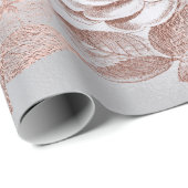 Roos Roos Goud Pastel Metallic Floral Silver Grey Cadeaupapier (Rol Hoek)