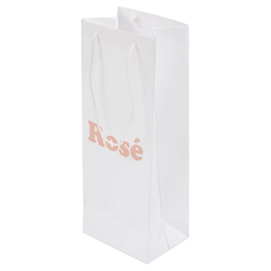 "Roos" Roos lichtroze letters wit Wijn Cadeautas (Achterkant Gekanteld)