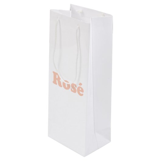 "Roos" Roos lichtroze letters wit Wijn Cadeautas (Voorkant Gekanteld)