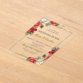 Roos Roos Spaans Huwelijk Acryl Uitnodigingen (Laagn)