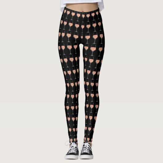 Roos Rosé Wine Glass Patterated Leggings (Voorkant)