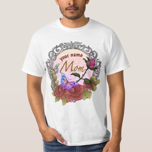 Roos Rosebud moeder op maat T-shirt (Voorkant)