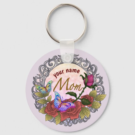 Roos Rosebud Mom custom Sleutelhanger (Voorkant)