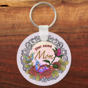 Roos Rosebud Mom custom Sleutelhanger