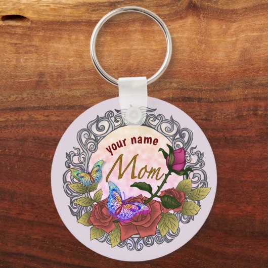 Roos Rosebud Mom custom Sleutelhanger (Voorkant)