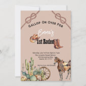 Roos Roze 1e Rodeo Cowgirl Verjaardag Kaart (Voorkant)