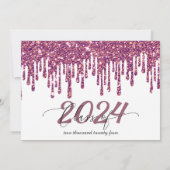 Roos Roze Afstuderen Foto van Glitter Drip Kaart (Achterkant)