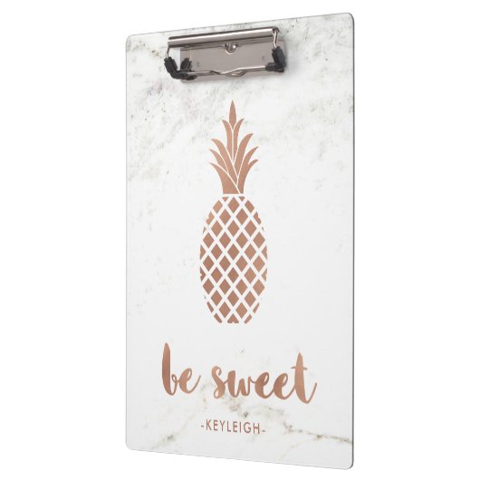 Roos Roze ananas op witte marmer | Wees zoet Klembord (Links)