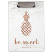 Roos Roze ananas op witte marmer | Wees zoet Klembord (Voorkant)