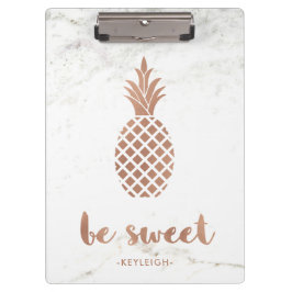 Roos Roze ananas op witte marmer | Wees zoet Klembord