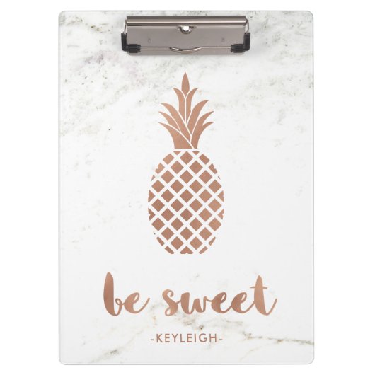 Roos Roze ananas op witte marmer | Wees zoet Klembord (Voorkant)