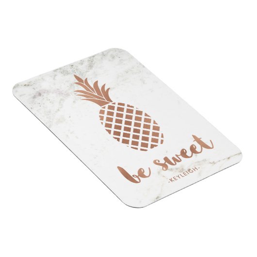 Roos Roze ananas op witte marmer | Wees zoet Magneet (Rechterzijde)