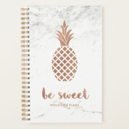 Roos Roze ananas op witte marmer | Wees zoet Planner