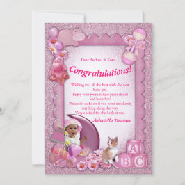 Roos-roze Baby Girl Shower Gefeliciteerd Bedankkaart