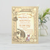 Roos-roze Baby Girl Shower Tweets Uitnodiging (Staand voorkant)