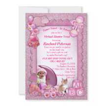 Roos-roze Baby Girl Virtual Shower-uitnodiging