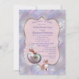 Roos-roze Baby Girl Virtual Shower-uitnodiging Bedankkaart