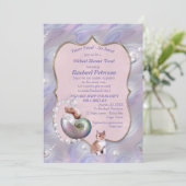 Roos-roze Baby Girl Virtual Shower-uitnodiging Bedankkaart (Staand voorkant)