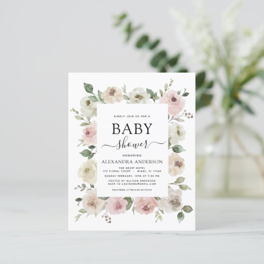 Roos roze Baby shower (Staand voorkant)