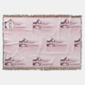 Roos roze balletschoenen met je Initialen / Monogr Deken (Voorkant)