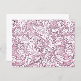 Roos Roze Barok Foliage Briefkaart