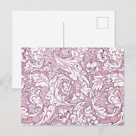 Roos Roze Barok  Foliage Briefkaart (Voorkant / Achterkant)