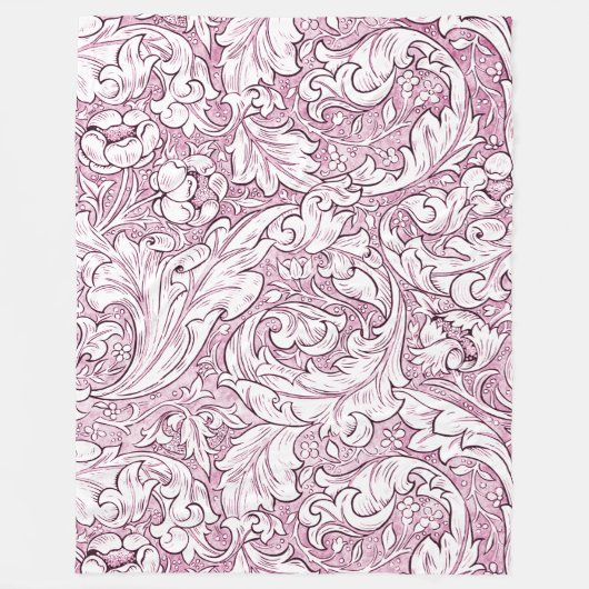 Roos Roze Barok  Foliage Fleece Deken (Voorkant)