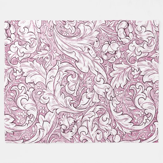 Roos Roze Barok  Foliage Fleece Deken (Voorkant (Horizontaal))