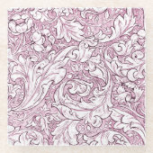 Roos Roze Barok Foliage Glazen Onderzetter (Voorkant)