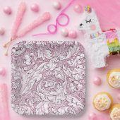 Roos Roze Barok Foliage Papieren Bordje (Feest)