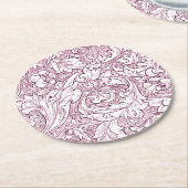 Roos Roze Barok Foliage Ronde Kartonnen Onderzetter (Gebogen)