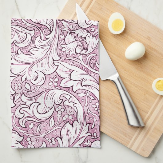 Roos Roze Barok Foliage Theedoek (Quarter Fold)