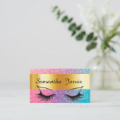 Roos Roze & Blauw met Gold Folie Lash & Brow Look Visitekaartje (Staand voorkant)