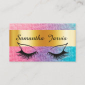 Roos Roze & Blauw met Gold Folie Lash & Brow Look Visitekaartje (Voorkant)